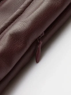 Faux Leather Pleated Midi Skirt