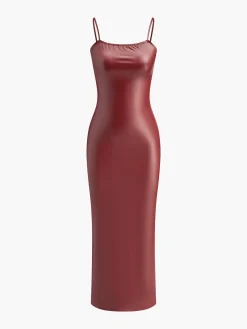Faux Leather Slim Cami Dress