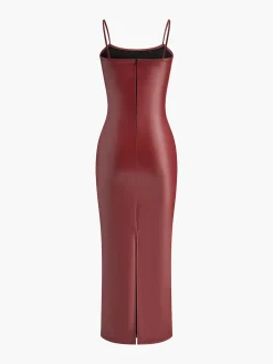 Faux Leather Slim Cami Dress