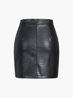 Faux Leather Textured Mini Skirt
