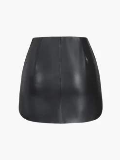 Faux Leather Zippered Mini Skirt
