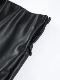 Faux Leather Zippered Mini Skirt