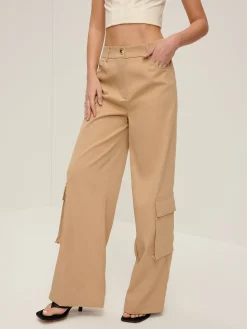Flap Pockets Wide-Leg Pants