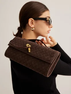 Flap Suede Clutch Bag
