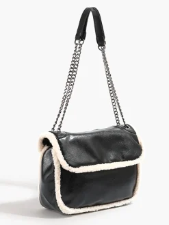 Flap Textured Fleece Shoulder Bag