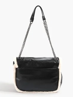 Flap Textured Fleece Shoulder Bag