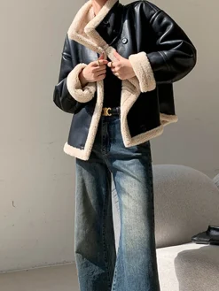 Fleece Lined Faux Leather Jacket