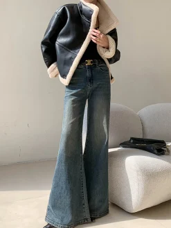 Fleece Lined Faux Leather Jacket
