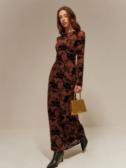 Flock Printed Backless Tie Dress