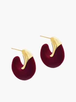 Flocked Hoop Stud Earrings