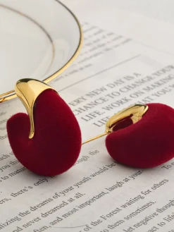 Flocked Hoop Stud Earrings