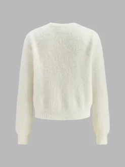 Floral Button Fuzzy Cardigan