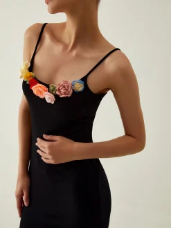 Floral Detail Slim Midi Dress
