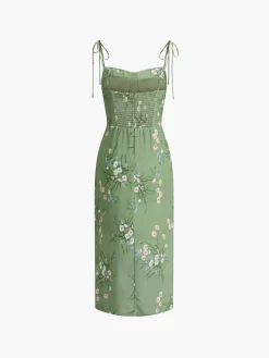 Floral Halter Chiffon Midi Dress