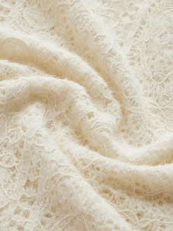 Floral Hollow Knit Crew Neck Long Sleeve Top