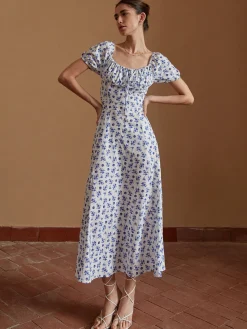 Floral Knotted Split Long Dress