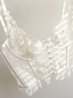 Floral Lace Mesh Corset Crop Top