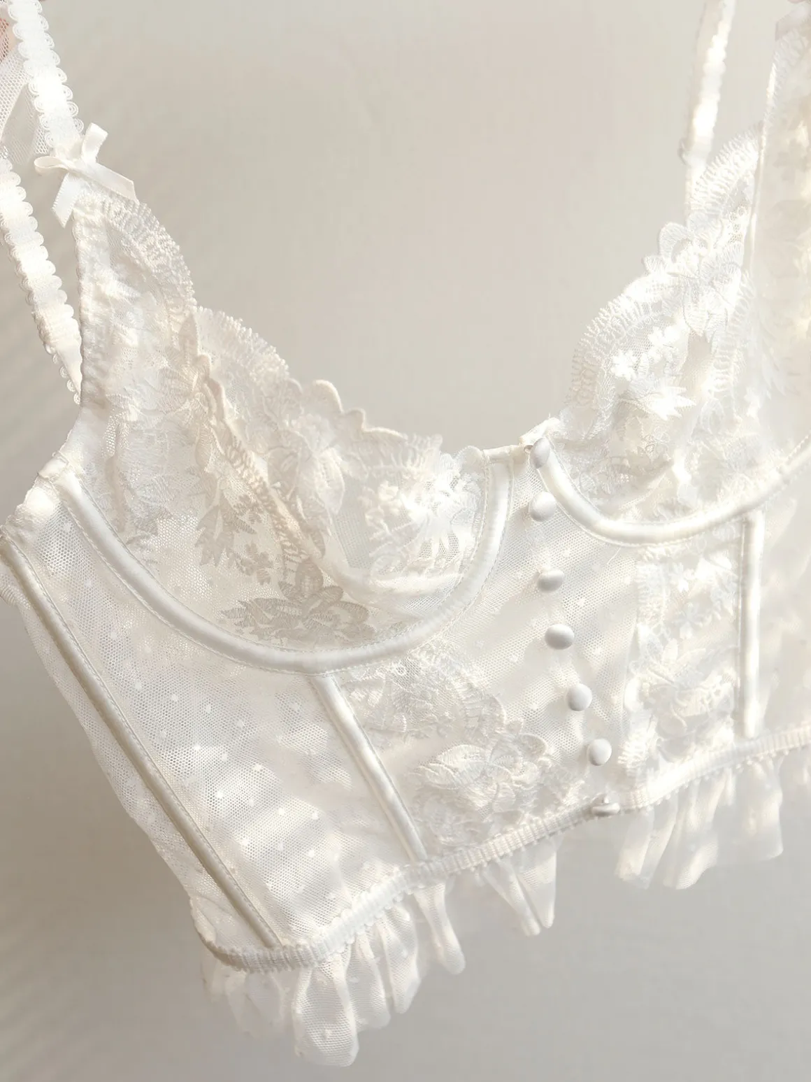 Floral Lace Mesh Corset Crop Top