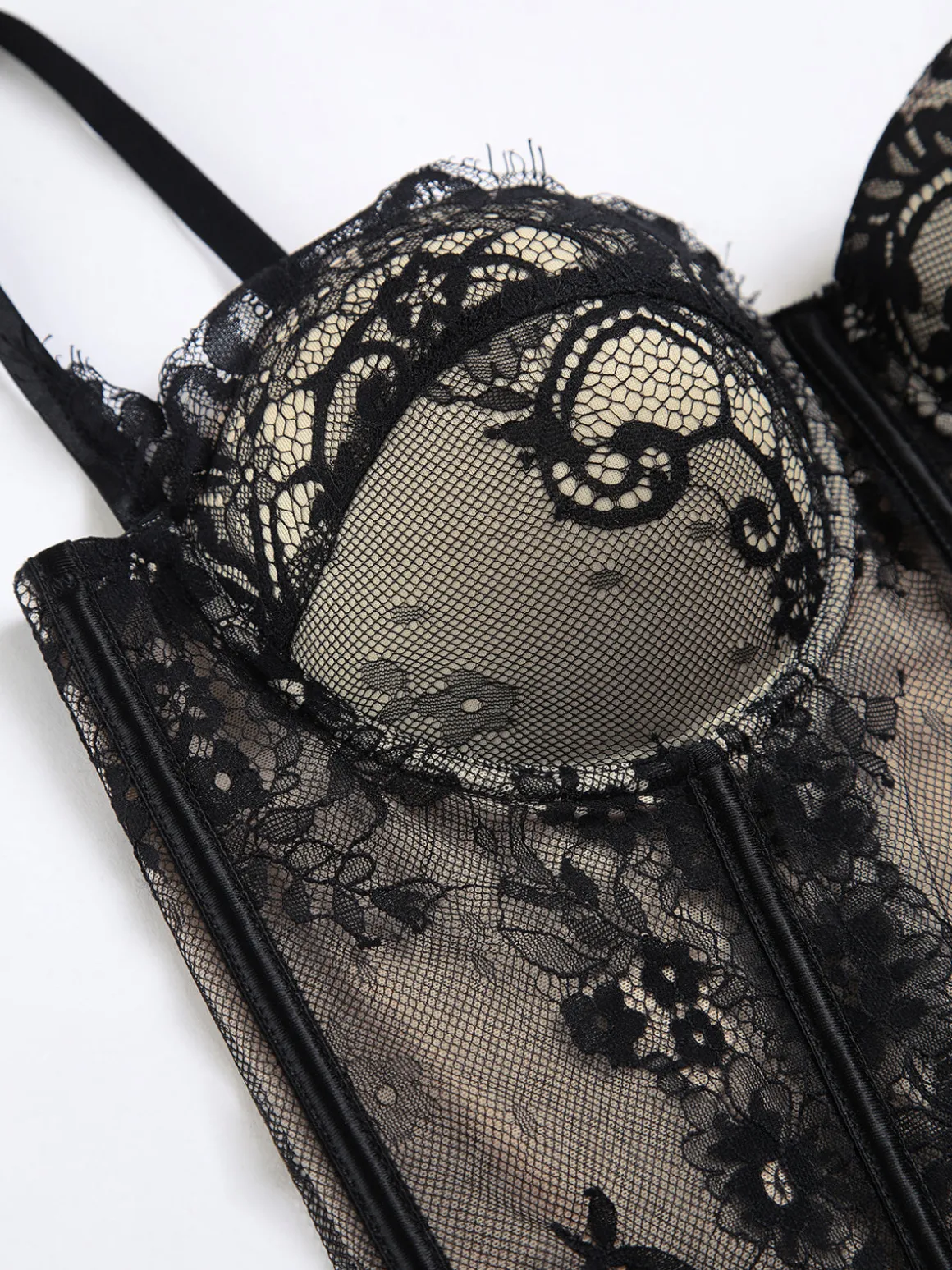 Floral Lace Semi-sheer Corset