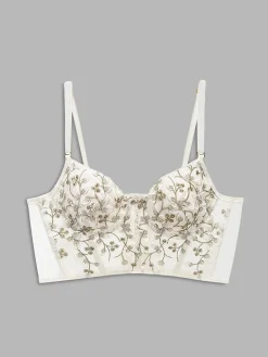 Floral Mesh Lace Crop Corset Top