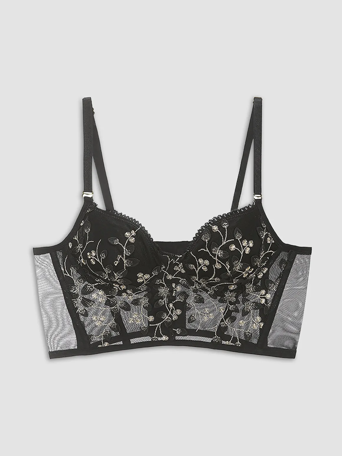 Floral Mesh Lace Crop Corset Top
