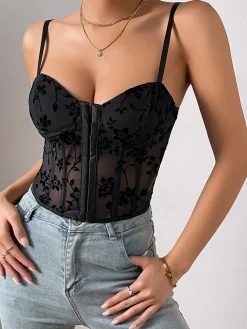 Floral Mesh Structured Corset