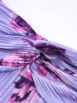 Floral Plisse Twist Tube Long Dress