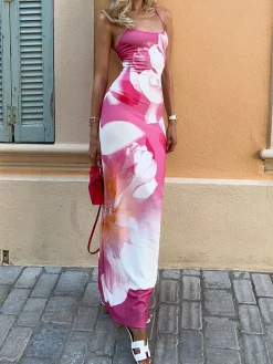 Floral Print Cami Long Dress