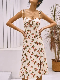 Floral Print Knotted Cami Short Dress