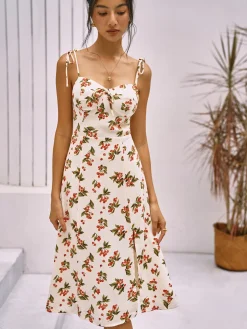Floral Print Knotted Cami Short Dress
