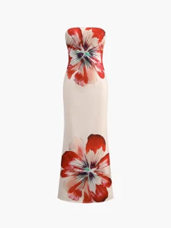 Floral Print Off-Shoulder Tube Long Dress