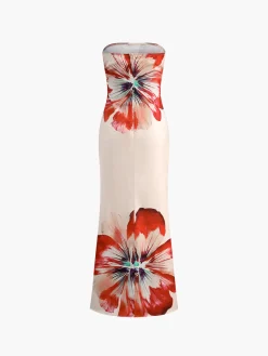Floral Print Off-Shoulder Tube Long Dress