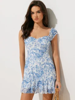 Floral Print Ruffle Short Dress
