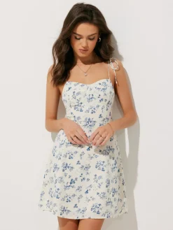 Floral Print Shirred Cami Long Dress