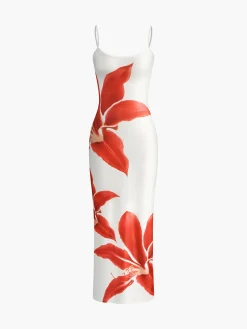 Floral Print Sleeveless Split Long Dress