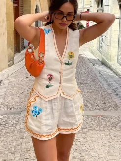 Floral Print Tank Shorts Set