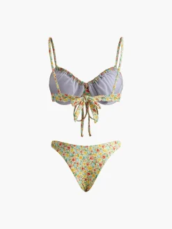 Floral Print Tie Front Bikini Set