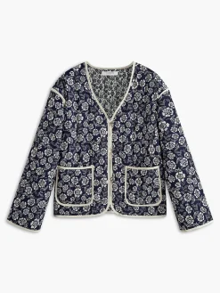 Floral Printed Pockets Winter Coat