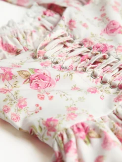 Floral Tie Waist Short Dress