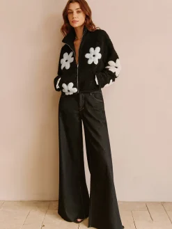 Floral Zipper Fleece Jacket