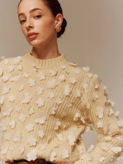Floral-Decor Short Sweater