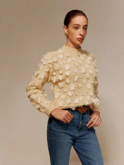 Floral-Decor Short Sweater