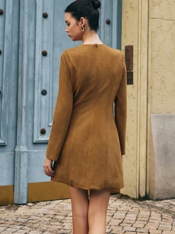 Floral-Detail Faux Leather Slim Dress