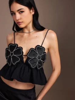 Flower Backless Ruffle Cami Top