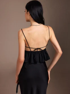 Flower Backless Ruffle Cami Top