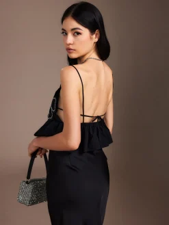 Flower Backless Ruffle Cami Top