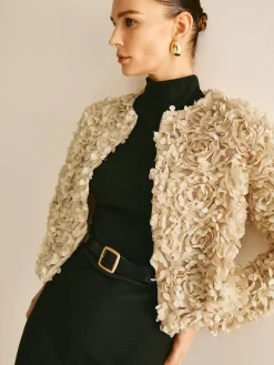Flower Crew Neck Blazer