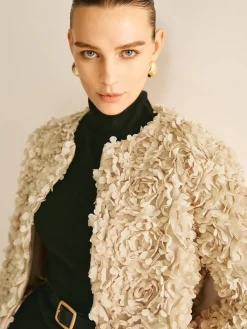 Flower Crew Neck Blazer