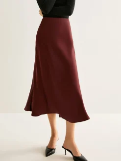 Flowy Satin Midi Skirt