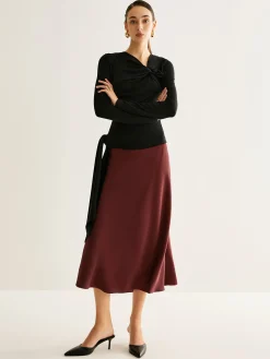 Flowy Satin Midi Skirt